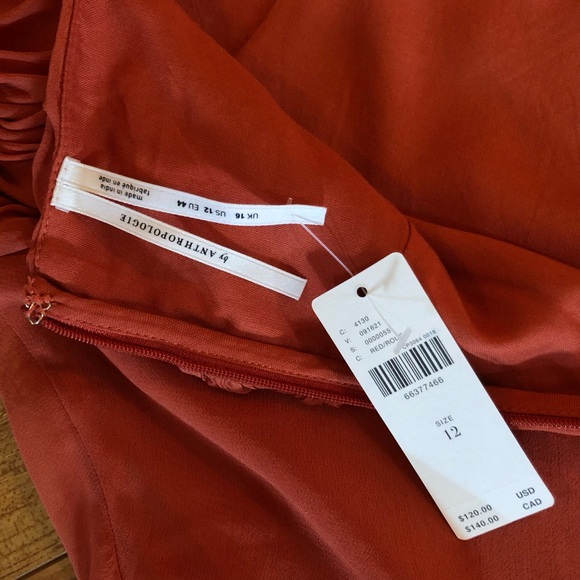 Anthropologie Red Satin Slip Mini Dress New 12 - Picture 5 of 16